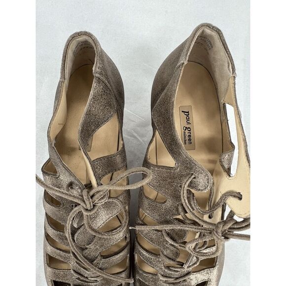 Paul Green Metallic Leather Peep Toe Prague Bootie Heels Size UK 6 US 8.5 - Picture 10 of 11